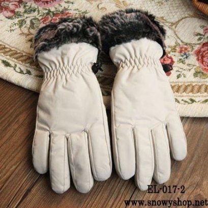  [PreOrder] [EL-017-2] ELถุงมือกันหนาวสีครีมผ้าร่มด้านในบุกันหนาว