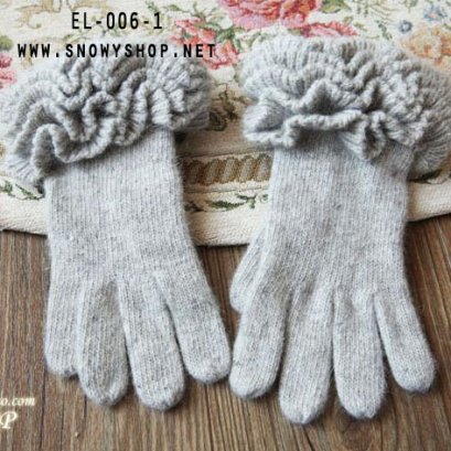  [PreOrder] [EL-006-1] EL++ถุงมือ++ถุงมือกันหนาวถักไหมพรมสีเทา