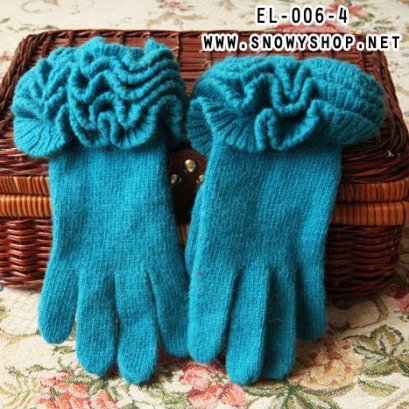  [*พร้อมส่ง] [EL-006-4] EL++ถุงมือ++ถุงมือกันหนาวถักไหมพรมสีฟ้า 