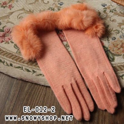 [*พร้อมส่ง] [EL-012-2] EL++ถุงมือ++ถุงมือกันหนาวรุ่นยาวแต่งขนเฟอร์ 