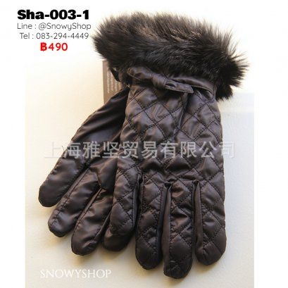[PreOrder] [Sha-003-1]  ถุงมือกันหนาวสีดำ ซับขนด้านใน ใส่ติดลบเล่นหิมะได้