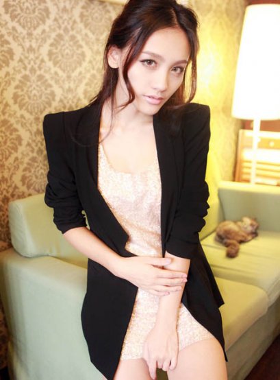  [*พร้อมส่ง L ] [An-004] AnnaSu++เสื้อสูท++เสื้อสูทสีดำ ไหล่ตั้ง เข้ารูป เสื้อสูทตัวยาว