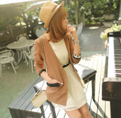  [[พร้อมส่ง]] [Mi-226] Mimius++เสื้อสูท++เสื้อสูทสีน้ำตาลแยขาว ปกดำ