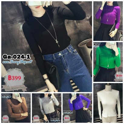 [*พร้อมส่ง F] [Ga-024-1] Gagai เสื้อไหมพรมคอกลมสีดำ แขนยาว รุ่นนี้เข้ารูปตัวสั้นค่ะ