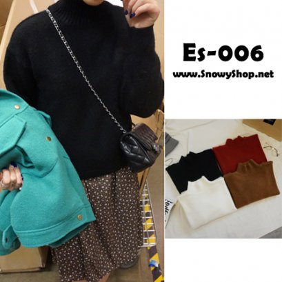  [พร้อมส่ง] [เสื้อไหมพรม] [Es-006] เสื้อไหมพรมผ้าหนาสีดำ คอสูง แขนยาว ผ้านุ่มค่ะ