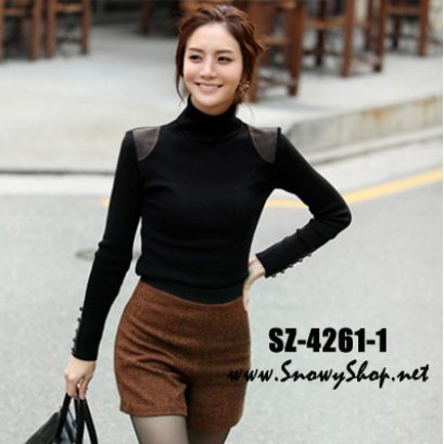[พร้อมส่ง]  [เสื้อคอเต่า] [SZ-4261-1] Shezyy เสื้อคอเต่าสีดำ คอเต่าตัวยาวผ้ายืดตามตัวค่ะ