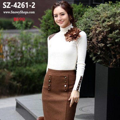 [พร้อมส่ง]  [เสื้อคอเต่า] [SZ-4261-2] Shezyy เสื้อคอเต่าสีขาว คอเต่าตัวยาวผ้ายืดตามตัวค่ะ