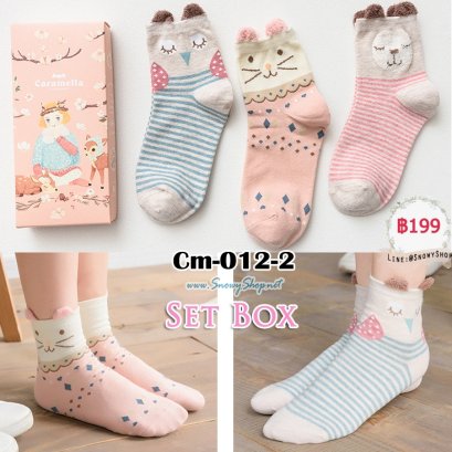  [PreOrder] [Cm-012-2] ถุงเท้ากันหนาวลายแมว,นกฮูก,ชมพูน่ารัก 3คู่/กล่อง