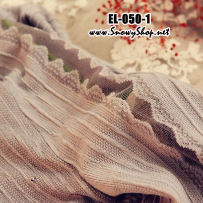  [[*พร้อมส่ง]] [EL-050-1] EL ถุงน่องลายลูกไม้สีเทา สวยมาก 