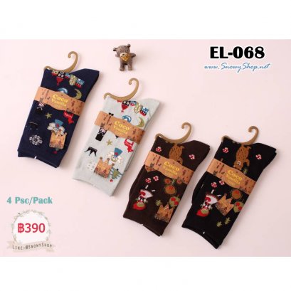 [พร้อมส่ง] [EL-068] ถุงเท้าแฟชั่นลายน่ารัก มี 4 สี / 1 Pack 