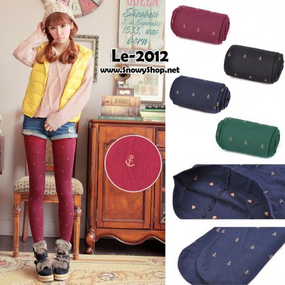 [พร้อมส่ง] [Le-2012] Leggings เลคกิ้งลายสมอ เนื้อเนียนกระชับ ปลายเป็นถุงเท้า 3 สี น้ำเงิน เขียว ดำ ตอนสั่งระบุสีให้ด้วยค่ะ