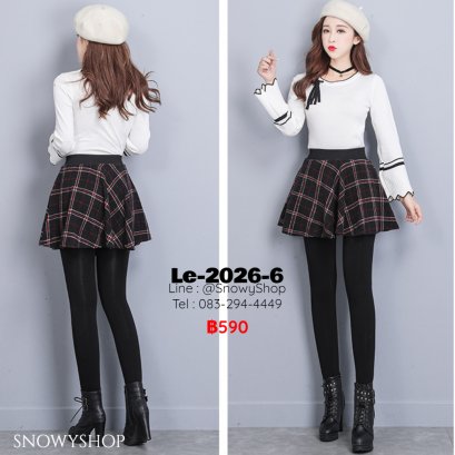 [พร้อมส่ง M,L,XL,2XL,3XL] [Le-2026-6]  Leggings Longjohn เลคกิ้งกระโปรงสีดำ  กระโปรงระบายลายตาราง  กางเกงเลกกิ้งจะซับขนกันหนาวด้วยผ้าวูลด้านใน