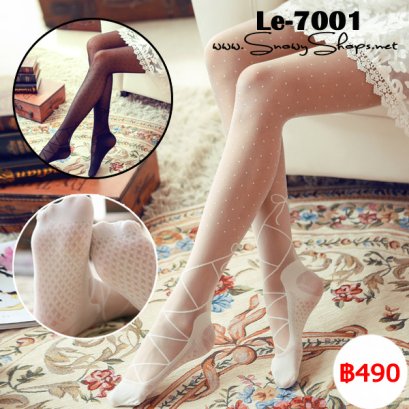 [PreOrder] [Le-7001] ถุงน่องลายบัลเล่ ถุงน่องแฟชั่นสวยมาก ขายแพคคู่สีขาวและดำ