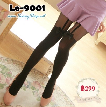 [พร้อมส่ง] [Le-9001] ถุงน่องตกแต่งโบว์สีดำ ถุงน่องแฟชั่นสวยมาก ใส่ได้ทุกโอกาส เพิ่มความเก๋ๆในการแต่งตัวค่ะ