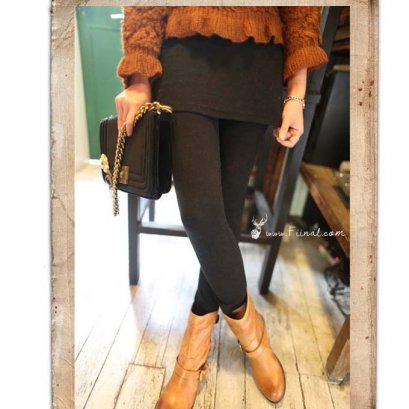  [[พร้อมส่ง S]] [Mi-280-1] Mimius++เลคกิ้ง++เลคกิ้งติดกับกระโปรงสีดำ