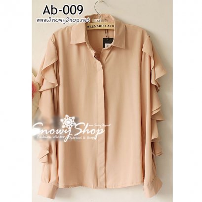  [[*พร้อมส่ง F]] [Ab-009] Angle Beauty++เสื้อ++เสื้อสีครีมตัวหลวมระบายแขนสวยๆค่ะ 