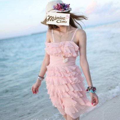  [[PreOrder]] [Mi-063] Mimius ++เดรส++ เดรสสายเดี่ยวสีชมพู