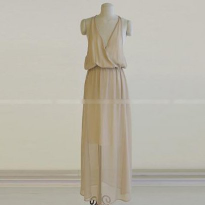  [[*พร้อมส่งS ]] [SZ-3646] Shezyy ++แม๊กซี่เดรส++ แม๊กซี่เดรสแขนกุดสีครีม