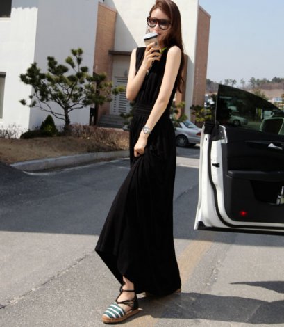  [[PreOrder]] [SZ-9788] Style By SZ++แม๊กซี่เดรส++แม๊กซี่เดรสสีดำชุดยาวผ้าใส่สบายๆ