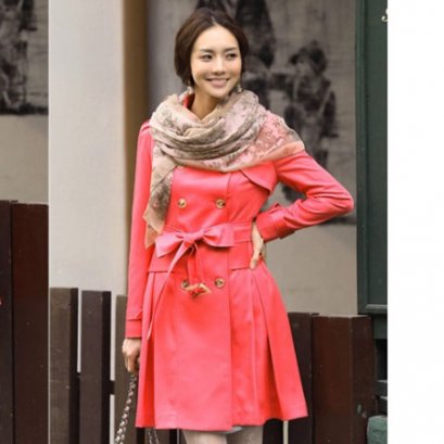  [[*พร้อมส่ง L]] [SZ-3262] SZ++โค้ทสูทสีส้มโอรสคอปก แขนยาว ผ้าฝ้ายลินินเนื้อผ้าประกาย แต่งกระดุมสวยๆ พร้อมผ้าผูกเอวค่ะ