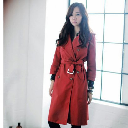  [[PreOrder ]] [SZ-3266] SZ++เสื้อโค้ท++เสื้อโค้ทกันหนาวสีแดงผ้าไหมญี่ปุ่นซับในอย่างดี พร้อมผ้าผูกเอว