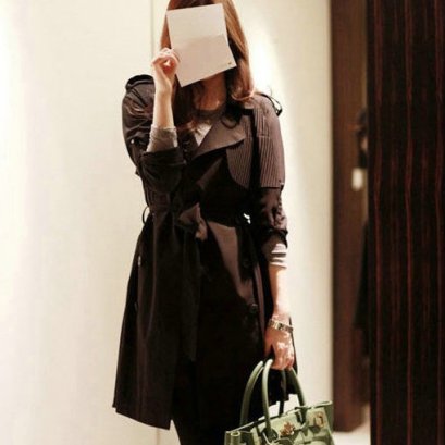  [[*พร้อมส่ง S]] [SZ-3722] Shezyy++เดรสโค้ท++เดรสโค้ทสีดำ ไม่มีผ้าผูกนะคะ 