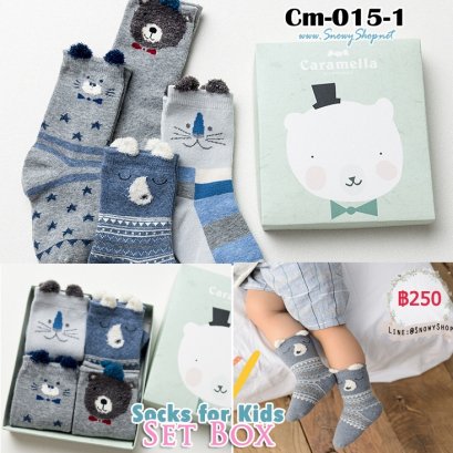  [พร้อมส่ง L(5-8ปี) ] [Cm-015-1] ถุงเท้าเด็กแฟชั่นลายการ์ตูนน่ารัก 4คู่/กล่อง