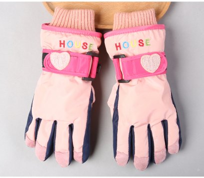 [PreOrder]  [Kid-G505-4] ถุงมือกันหนาวสีชมพูอ่อน  ด้านในซับขนกันหนาว เล่นหิมะได้ (เหมาะสำหรับเด็ก 7-12ขวบ)