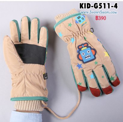 [พร้อมส่ง]  [Kid-G511-4] ถุงมือกันหนาวเด็กสีครีม ด้านในซับขนกันหนาว เล่นหิมะได้ (เหมาะสำหรับเด็ก 7-12ขวบ)