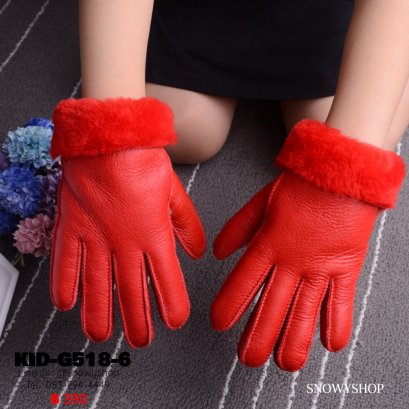 [พร้อมส่ง S,M,L] [Kid-G518-6] ถุงมือกันหนาวเด็กสีไวน์แดง ผ้าหนังกลับ ด้านในซับขนกันหนาว ใส่เล่นหิมะได้