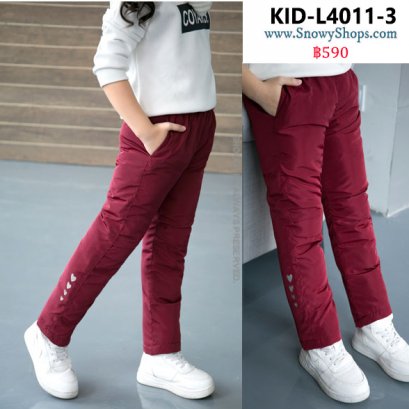 [พร้อมส่ง 100,110,120,130,140,150 ] [KID-L4011-3] กางเกงกันหนาวเด็กใส่เล่นหิมะสีแดง ผ้ากันหนาวกันหนาวอย่างดี ใส่ได้ทั้งเด็กชายและเด็กหญิง