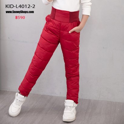 [พร้อมส่ง 110,120,130,140,150] [KID-L4012-2] กางเกงกันหนาวเด็กใส่เล่นหิมะสีแดง รุ่นเอวสูง ผ้ากันหนาวกันหนาวอย่างดี ใส่ได้ทั้งเด็กชายและเด็กหญิง