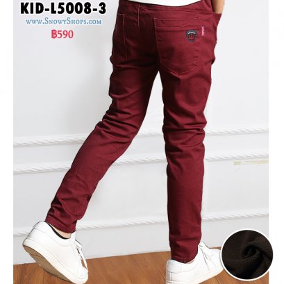 [พร้อมส่ง 110,120,130,140,150,160,170] [KID-L5008-3] กางเกงลองจอนกันหนาวเด็กชายสีแดง ซับขนวูลกันหนาวด้านใน เอวยืด ใส่กันหนาวติดลบได้ค่ะ
