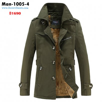 [พร้อมส่ง M,L,XL,2XL,3XL,4XL,5XL] [Man-1005-4] Jackets เสื้อแจ๊คเก็ตชายกันหนาวสีเขียว คอปก ด้านในเสื้อซับขนกันหนาว ใส่แล้วดูดีมาก
