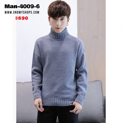 [พร้อมส่ง L,XL,2XL,3XL] [พร้อมส่ง] [Man-4009-6] เสื้อคอเต่าไหมพรมผู้ชายสีฟ้า ผ้าวูลหนานุ่ม ใส่กันหนาว