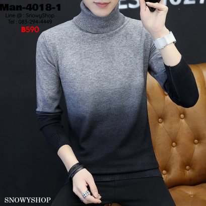[พร้อมส่ง XL,3XL] [Man-4018-1] เสื้อไหมพรมคอเต่าผู้ชายสีเทาไล่สี ผ้าไหมพรม ใส่เข้ารูปพอดีตัวกันหนาวอย่างดี