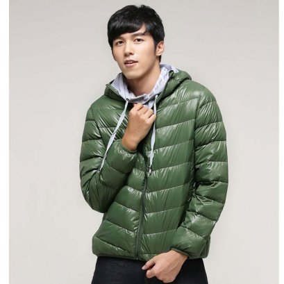 [[พร้อมส่ง L,XL]] [OBM-001] Orange Bear++เสื้อโค้ทกันหนาว++เสื้อโค้ทกันหนาวผู้ชายสีเขียวผ้านวมร่ม ซิปหน้า ใส่กันหนาวเท่ห์มากๆ