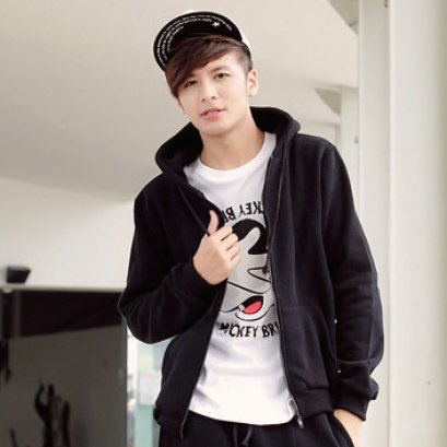  [[พร้อมส่ง S]] [OBM-003-6] Orange Bear++เสื้อกันหนาว++เสื้อกันหนาวผู้ชายสีดำกรมท่ามีหมวกฮู้ดกระเป๋าข้าง ใส่กันหนาว