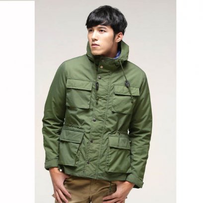  [[พร้อมส่ง XL,2XL,3XL]] [OBM-005] Orange Bear++เสื้อโค้ทกันหนาว++เสื้อโค้ทกันหนาวผู้ชายสีเขียวซิปหน้า กระดุม พร้อมหมวกฮู้ด