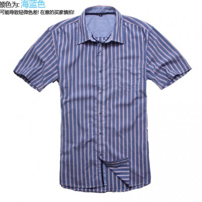  [[พร้อมส่ง P,G]] [TS-003] TS ++เสื้อ++ เสื้อเชิ้ตแขนสั้นลายทางสีแดง