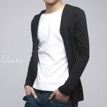 [[พร้อมส่ง S]] [TS-009] TS ++เสื้อ++ เสื้อแขนยาวสีดำต่อชิ้นด้วยผ้าสีขาวด้านในค่ะ