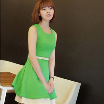  [[*พร้อมส่ง S]] [Do-424] Domeya ++เดรส++ เดรสแขนกุดสีเขียว