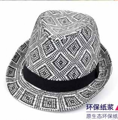  [[พร้อมส่ง F]] [Ac-042] Angelcitiz++หมวก++หมวกสานลายขาวดำทรงสูงมีปีก