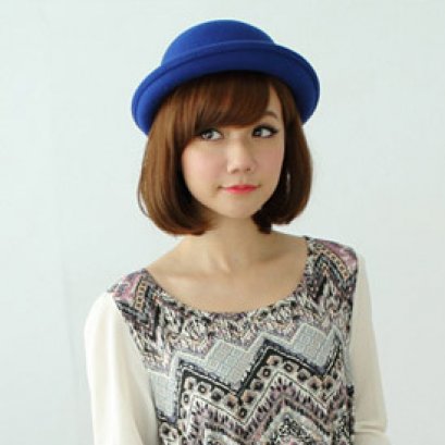  [[*พร้อมส่ง]] [CW-354-2] CatWorld++หมวก++หมวกสีน้ำเงินผ้าวูทรงกลม