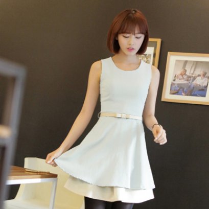      [[*พร้อมส่ง S]] [เดรส] [Do-423] Domeya ++เดรส++ เดรสแขนกุดสีขาว 