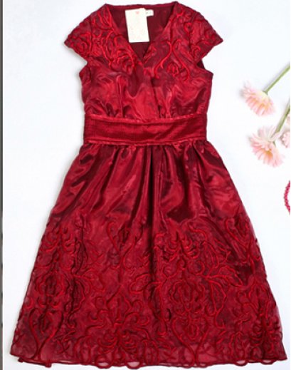      [[*พร้อมส่ง S M]] [Do-428] Domeya ++เดรส++ เดรสแขนสั้นสีแดง 