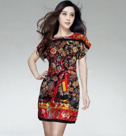  [[PreOrder]] [Do-518] Domeya++เดรส++เดรสสีแดงพิมพ์ลาย พร้อมผ้าผูกเอว