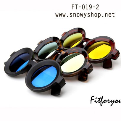  [[พร้อมส่ง]] [FT-019-2] แว่นตากันแดด++แว่นตากันแดดปรอทสีน้ำตาลทรงกลม