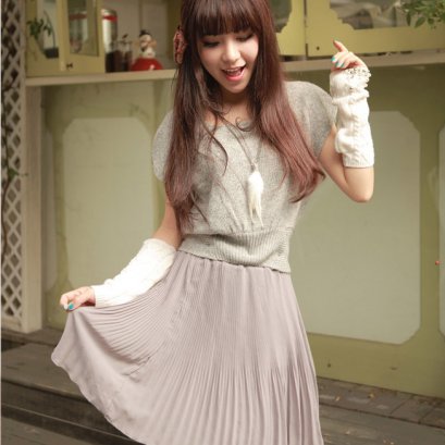  [สินค้าลดราคา] [[พร้อมส่ง]] [Mi-086] Mimius ++ชุดกระโปรง++ เสื้อพร้อมกระโปรงสีเทา