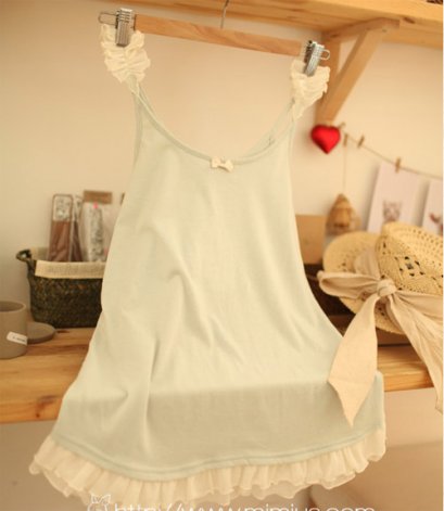 [[พร้อมส่ง]] [Mi-093] Mimius ++เสื้อ++ เสื้อสายเดี่ยวสีฟ้า